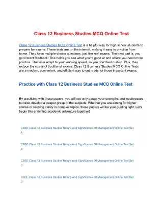 class 12 business studies mcq online test