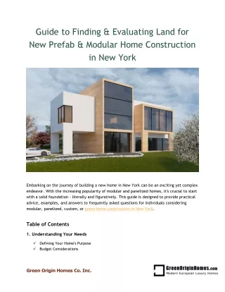 Guide to Finding & Evaluating Land for New Prefab & Modular Home Construction in New York