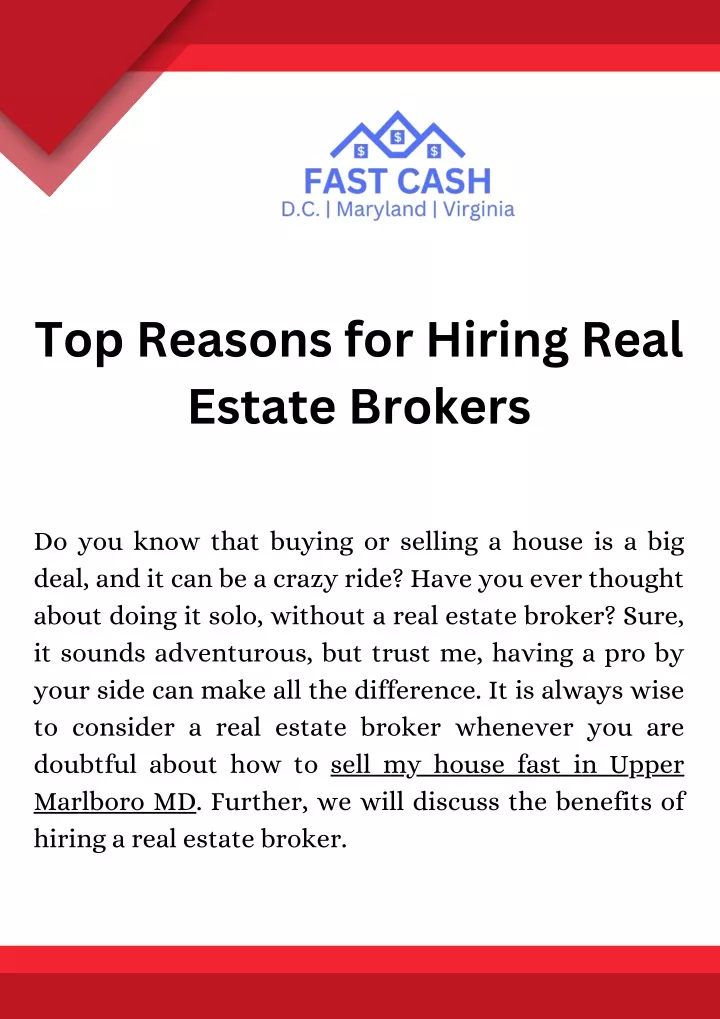 top reasons for hiring real estate brokers