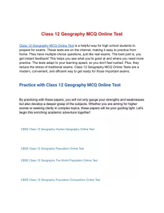 class 12 geography mcq online test