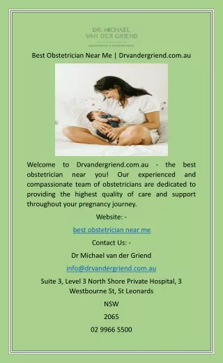 Best Obstetrician Near Me  Drvandergriend.com