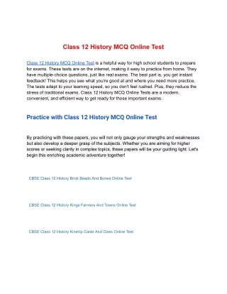 class 12 history mcq online test