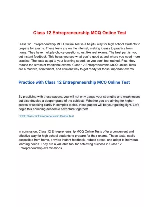 class 12 entrepreneurship mcq online test