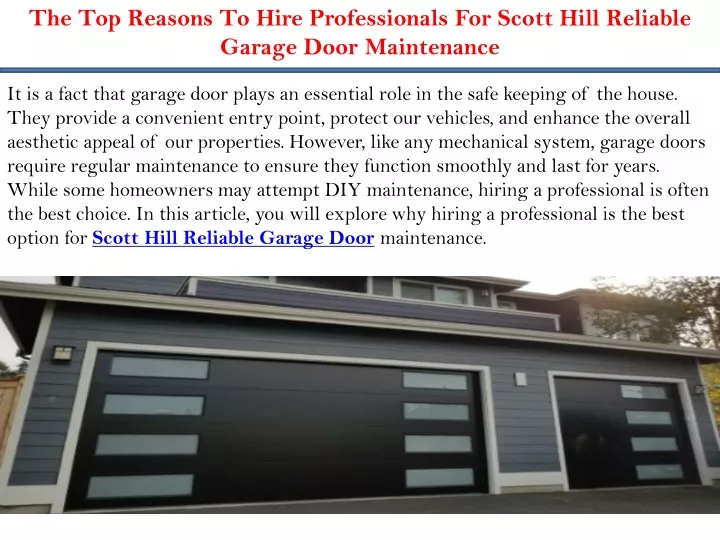 the top reasons to hire professionals for scott