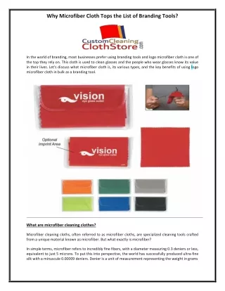 Why Microfiber Cloth Tops the List of Branding Tools