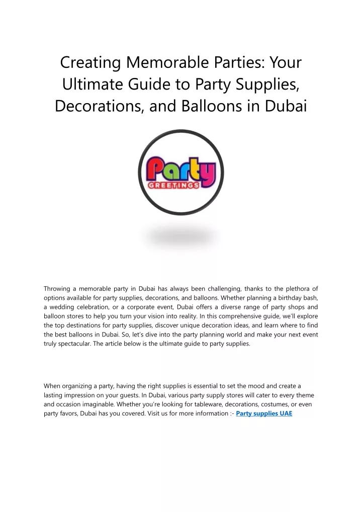 creating memorable parties your ultimate guide