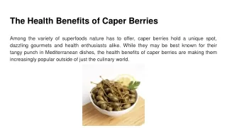 The Health Benefits of Caper Berries