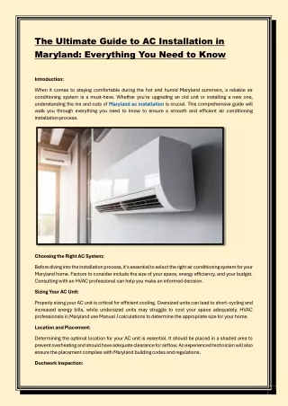 The Ultimate Guide to AC Installation in Maryland Everything You Need to Know