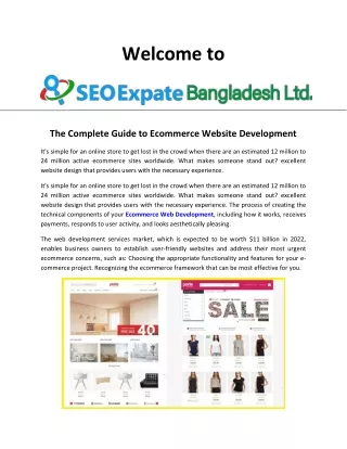 Ecommerce Web Development | SEO Expate Bangladesh Ltd