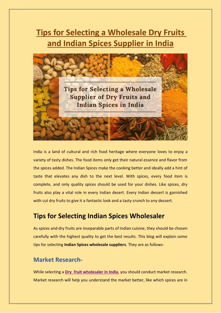 tips for selecting a wholesale dry fruits