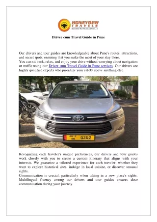 Driver cum Travel Guide in Pune (1)