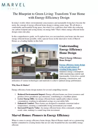 Transform Your Home with Energy-Efficiency Design