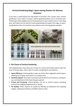 Vertical Gardening Magic Space-Saving Planters for Balcony Greenery