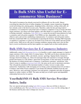 is bulk sms also useful for e commerce sites