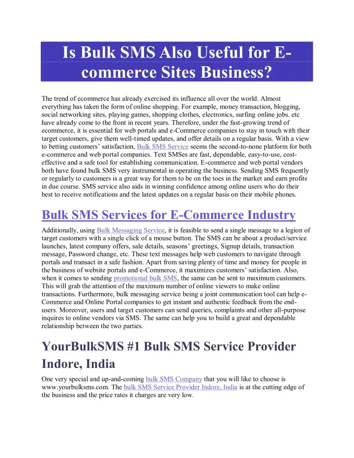 is bulk sms also useful for e commerce sites