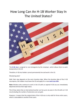 how long can an h 1b worker stay in the united