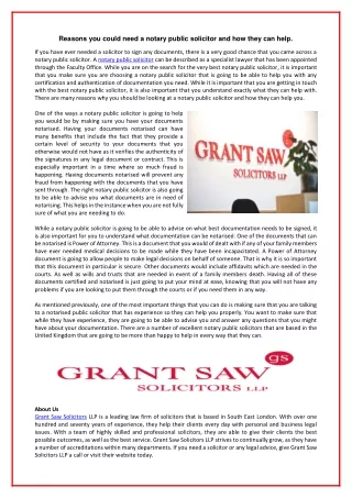 reasons you could need a notary public solicitor