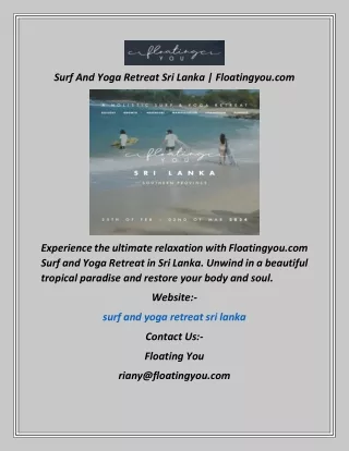 Surf And Yoga Retreat Sri Lanka  Floatingyou