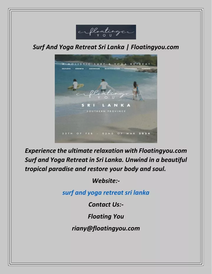 surf and yoga retreat sri lanka floatingyou com
