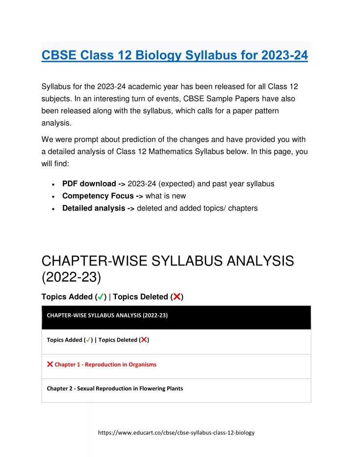 cbse class 12 biology syllabus for 2023 24