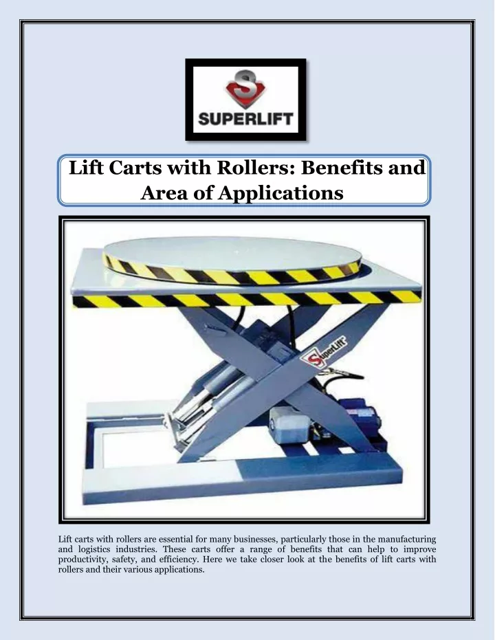 lift carts with rollers benefits and area
