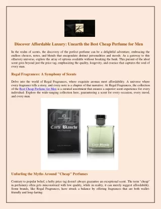 Discover Affordable Luxury Unearth the Best Cheap Perfume for Men