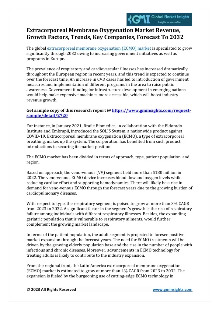 extracorporeal membrane oxygenation market