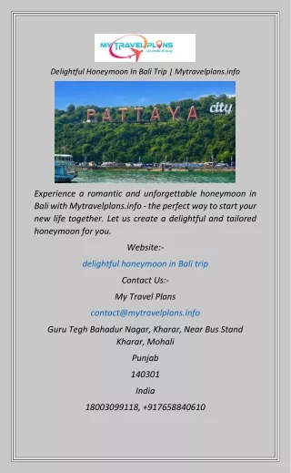 Delightful Honeymoon In Bali Trip  Mytravelplans.info