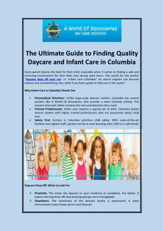 Complete Daycare Drop Off Near Me - A World Of Discoveries