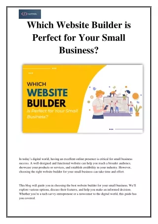 Why Choose a Website Builder for Your Small Business?