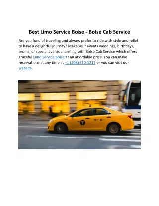 Best Limo Service Boise - Boise Cab Service