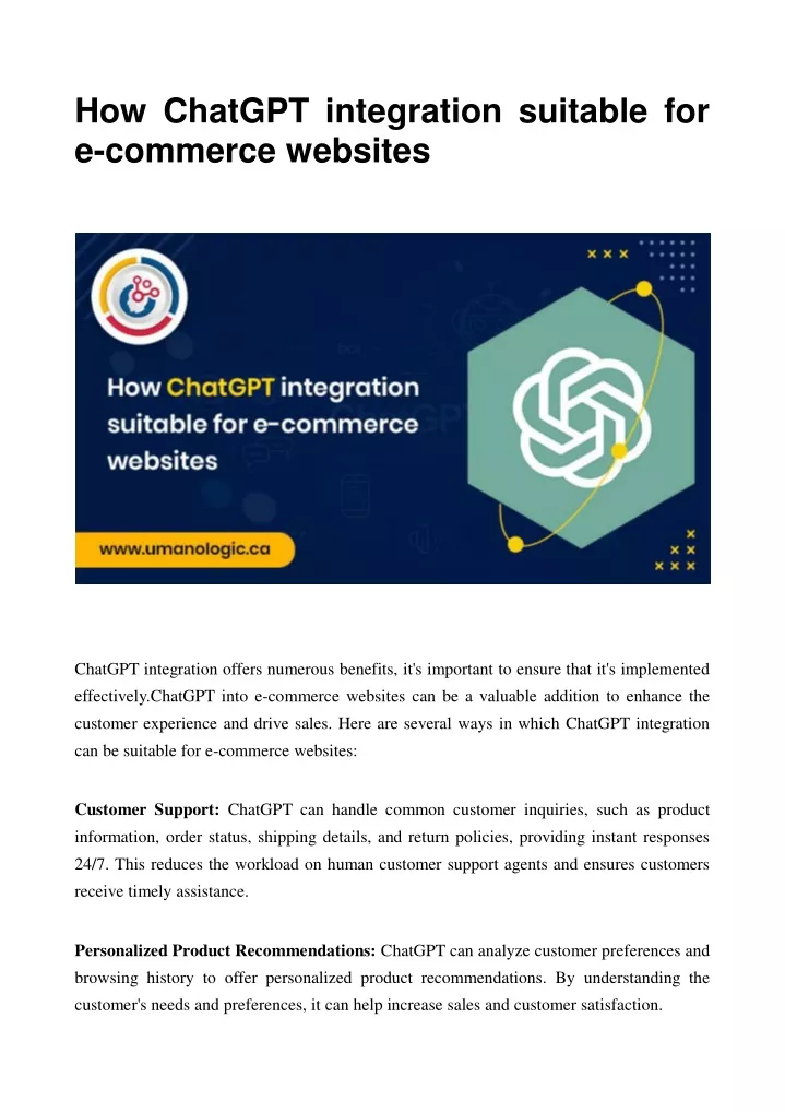 how chatgpt integration suitable for e commerce