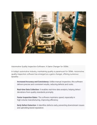 automotive quality inspection software a game