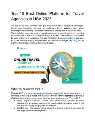 Top 10 Best Online Platform for Travel Agencies in USA 2023