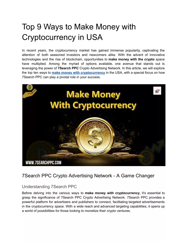 top 9 ways to make money with cryptocurrency