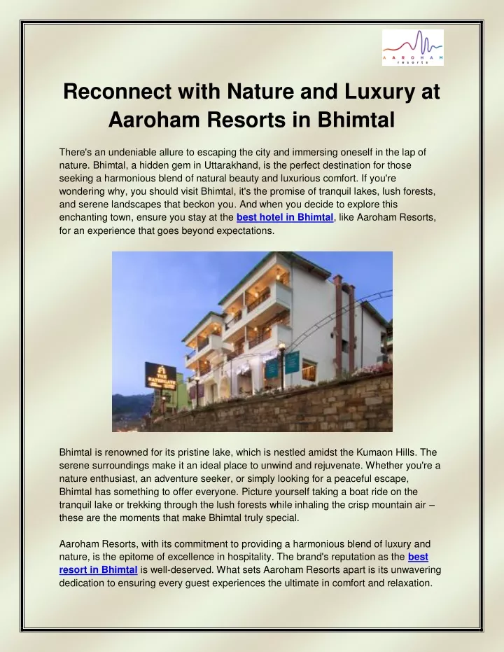 reconnect with nature and luxury at aaroham