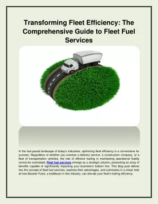 transforming fleet efficiency the comprehensive