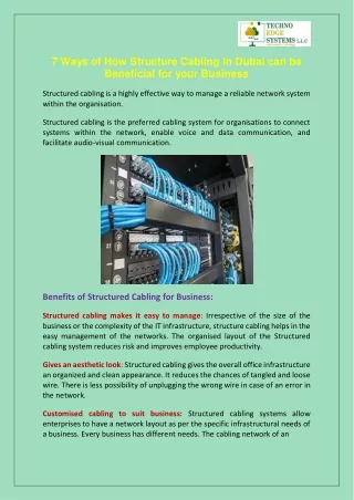 7 ways of how structure cabling in dubai