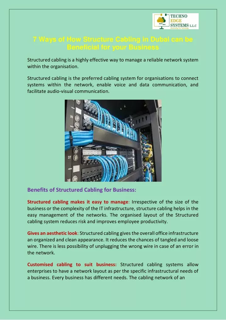 7 ways of how structure cabling in dubai