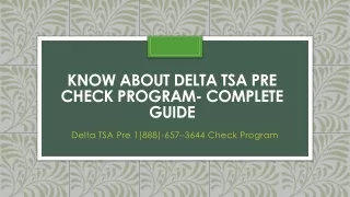 Know about Delta TSA Pre Check Program