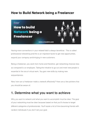 how to build network being a freelancer