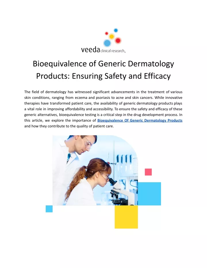 bioequivalence of generic dermatology products