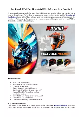 Buy Full Face Helmets in USA at Motride