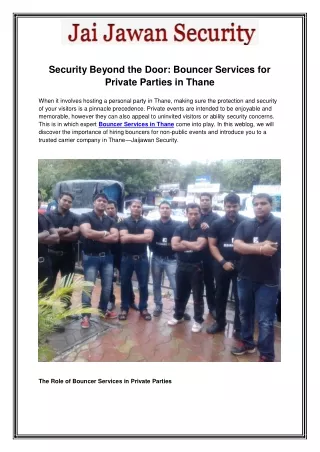 Security Beyond the Door Bouncer Services for Private Parties in Thane