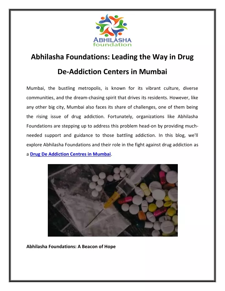 abhilasha foundations leading the way in drug