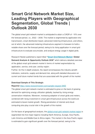smart grid network market size leading players