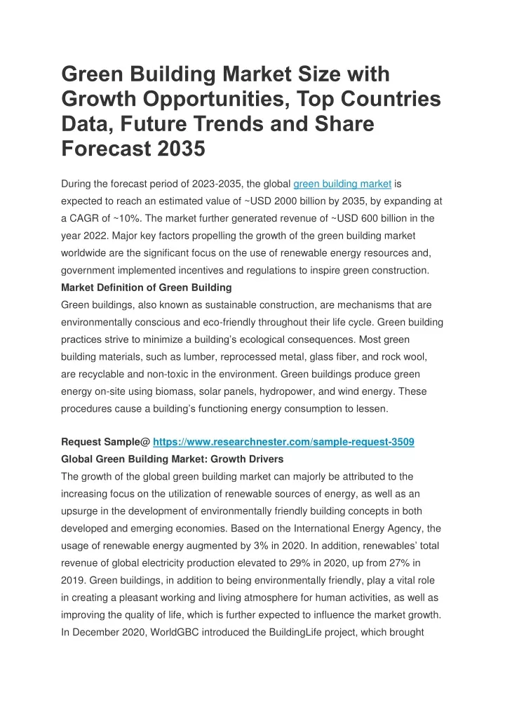 green building market size with growth