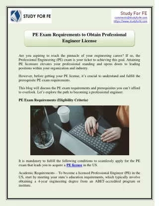 PE Exam Requirements To Obtain Professional Engineer License