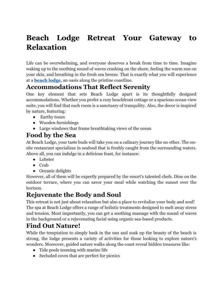 beach lodge retreat your gateway to relaxation