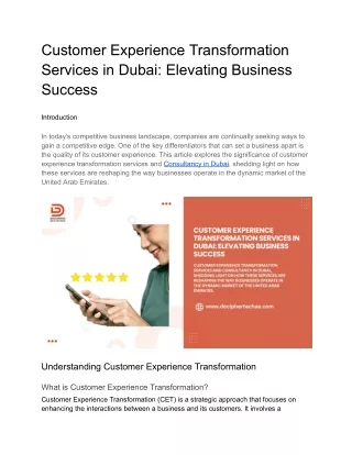 Customer Experience Transformation Services in Dubai_ Elevating Business Success